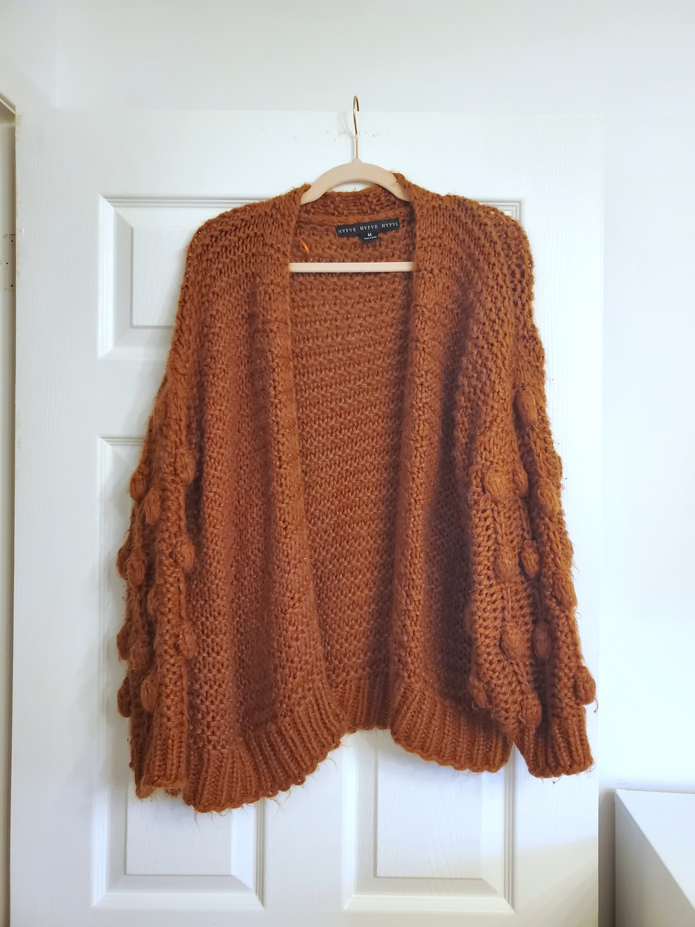 HYFVE Rust Orange Chunky Bobble-Sleeve Open Cardigan